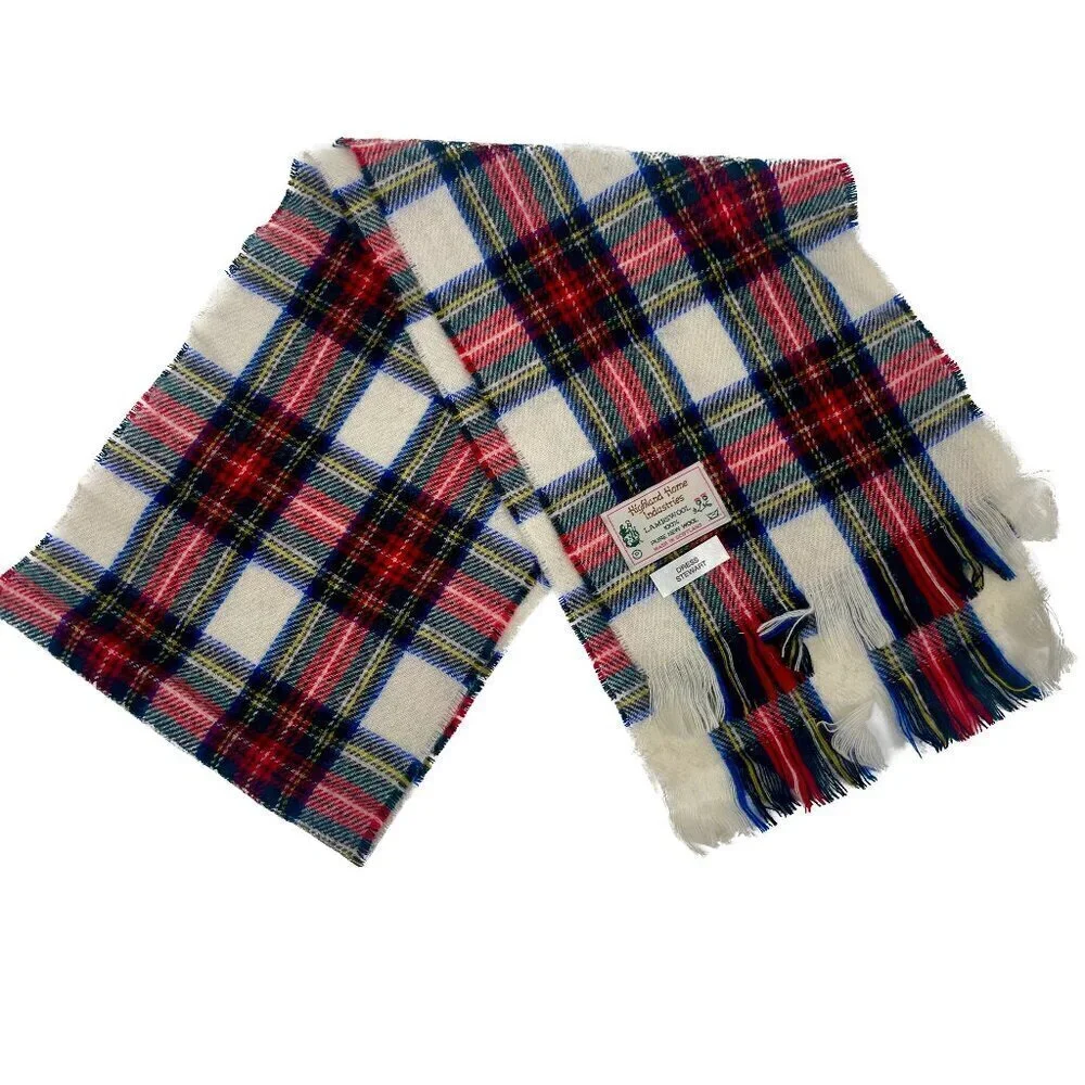 Highland Home Lambswool Vintage 100% Wool Plaid Scarf